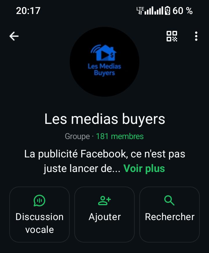 Groupe WhatsApp Les Medias Buyers — 181 membres